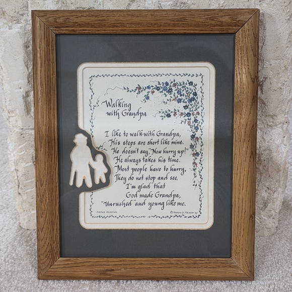 Hand Crafted Other - Walking With Grandpa Framed Signed Print
